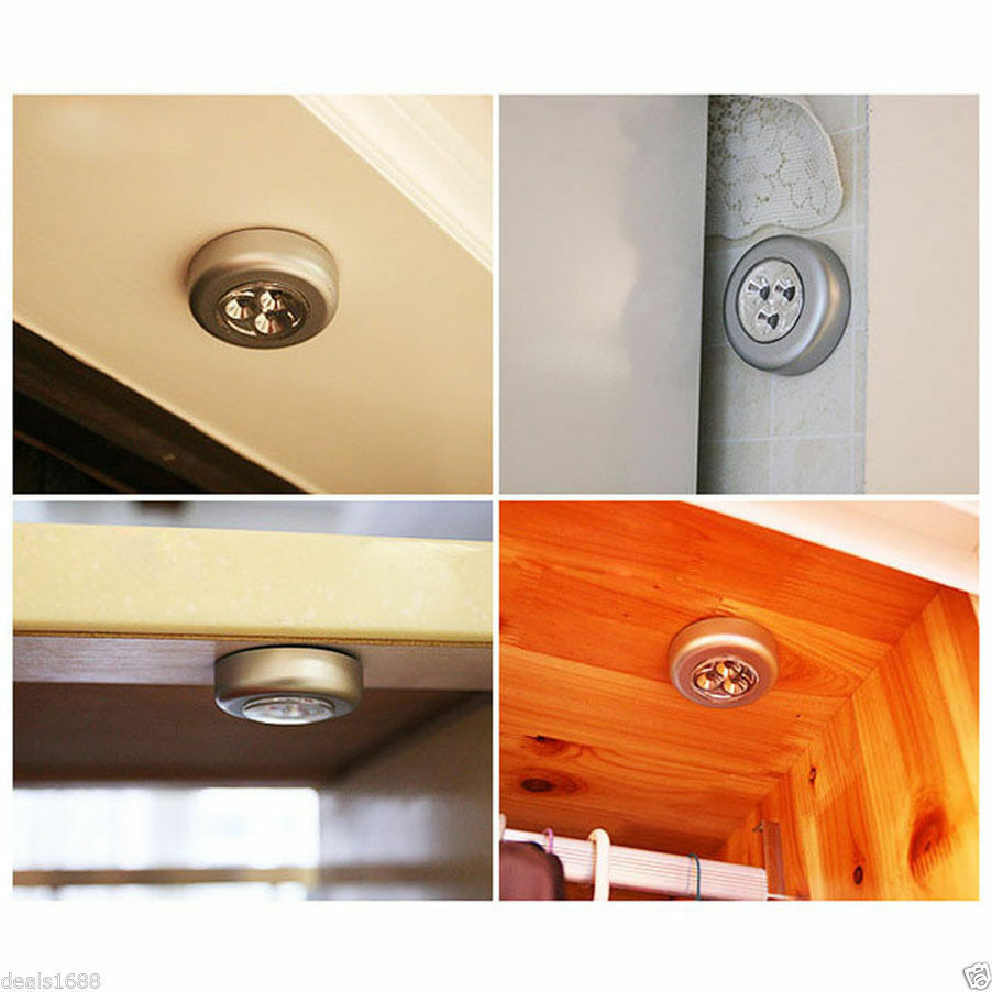 5 Pack Stick-on Push Light 4 LED Battery-powered Night Light (Silver)