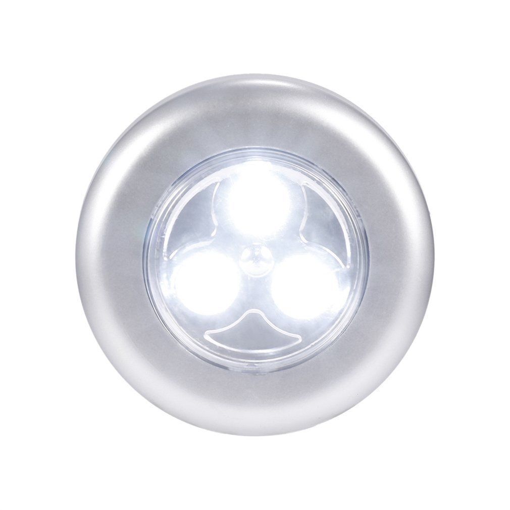 5 Pack Stick-on Push Light 4 LED Battery-powered Night Light (Silver)