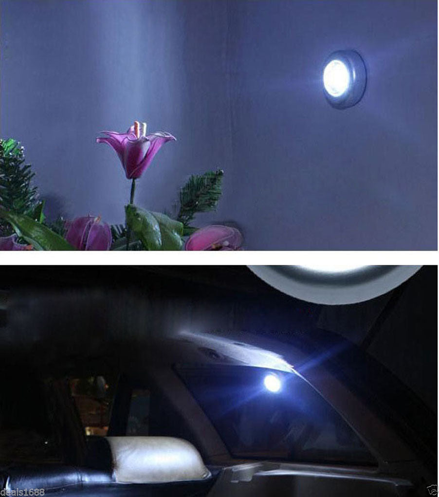 24 Pack Stick-on Push Light 3 LED Battery-powered Night Light (Black)
