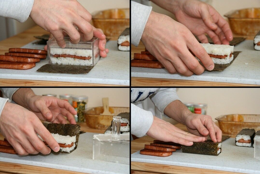 Yellow Enhanced Handle Single Acrylic Press Spam Musubi Non Stick Sushi Maker