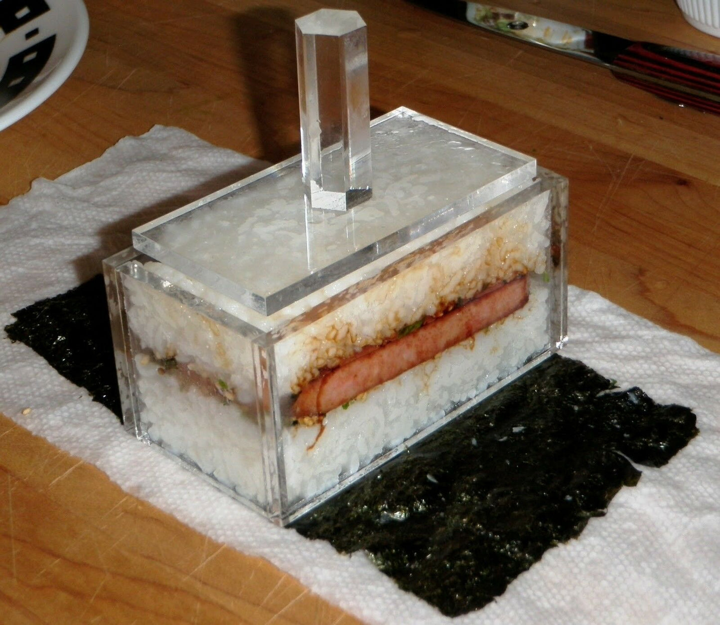 Red Round Rod Handle Single Acrylic Press Spam Musubi Non Stick Sushi Maker