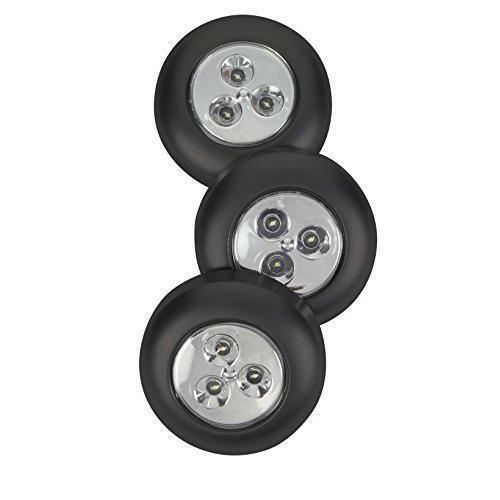 24 Pack Stick-on Push Light 3 LED Battery-powered Night Light (Black)
