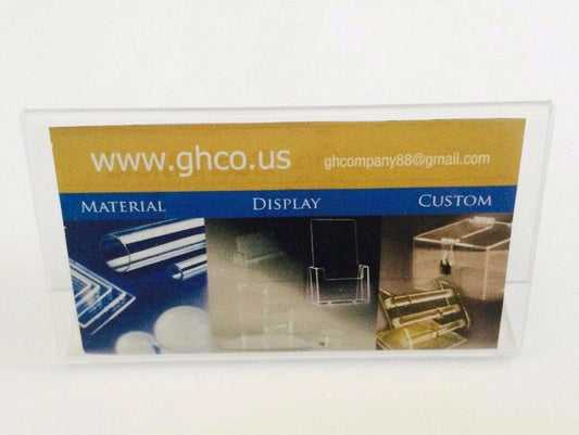 4"x2" Business Card Clear Acrylic Sign Holder Slant Back Display