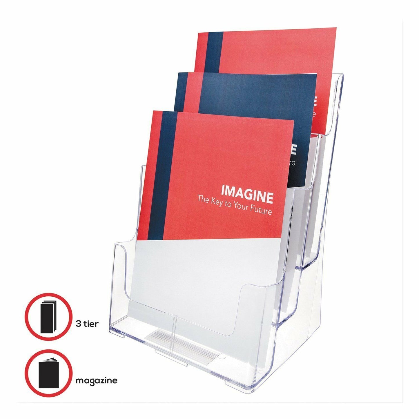 3-Tier Brochure Holder Magazine Literature Holder Clear 8.5"x11" with Divider