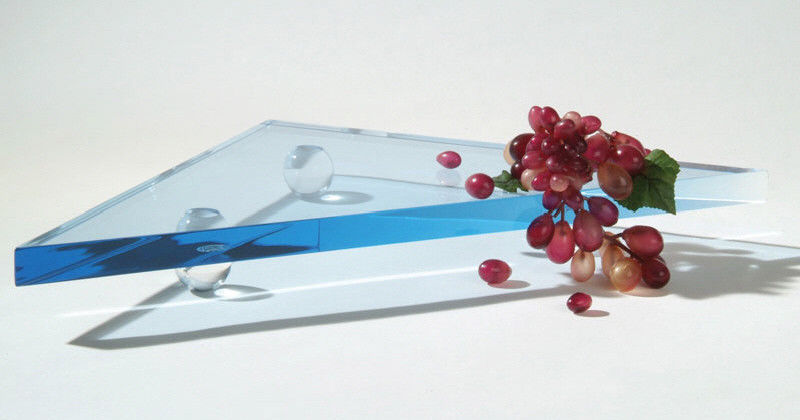Premium Acrylic Food Platter Designer Risers 1" Blue Right Triangle 12"