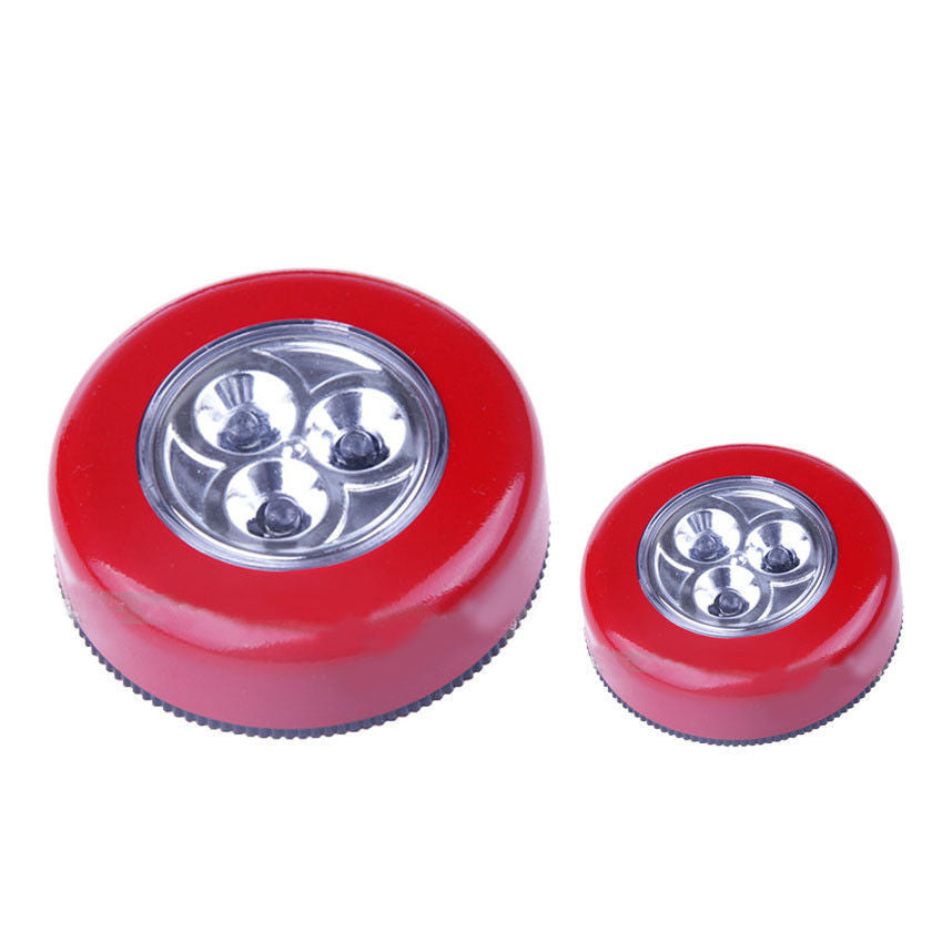 2 Pack Stick-on Push Light 3LED Battery-powered Night Light (Red)