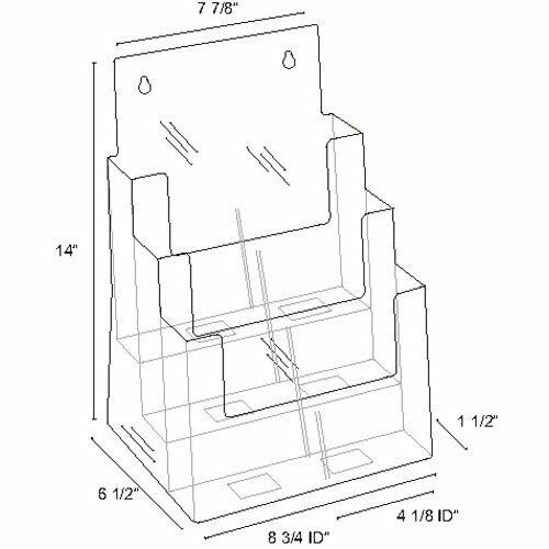 3-Tier Brochure Holder Magazine Literature Holder Clear 8.5"x11" with Divider