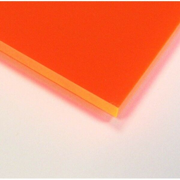 1/4" (6mm) Neon Orange 12" x 12" Fluorescent Acrylic Plexiglass Sheet