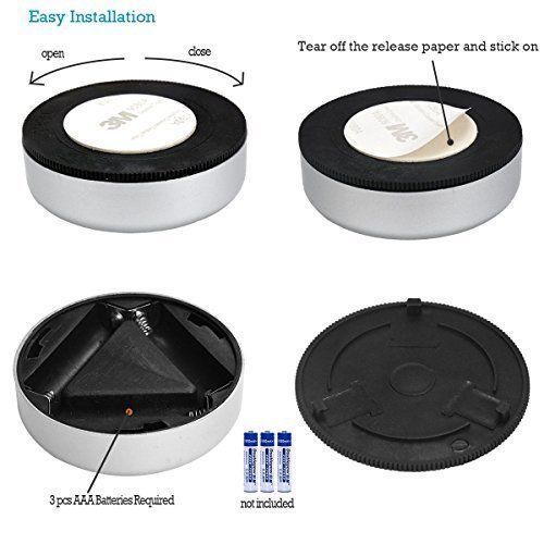 Stick-on Push Light 4 LED Battery-powered Night Light Silver 2 Pack