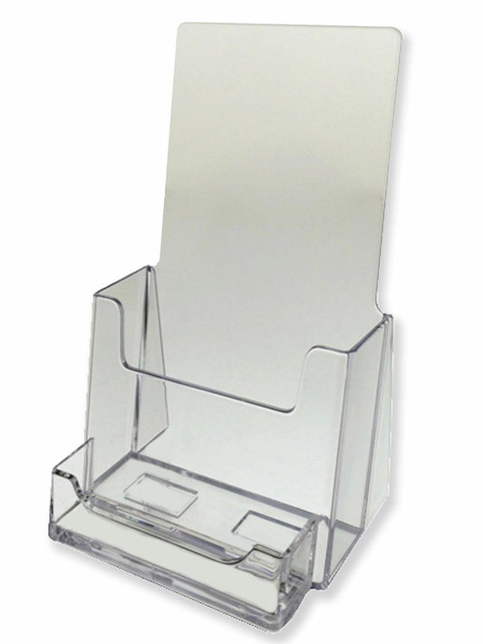 Clear Tri Fold Brochure Holder With Business Card Holder Attachment