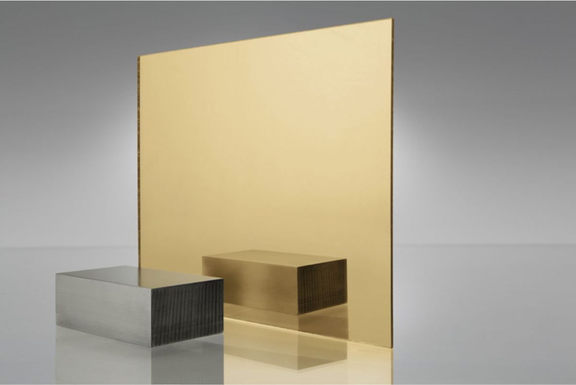 1/8" (3mm) Gold Mirror Acrylic Plexiglass Plastic Sheet 12" x 12"