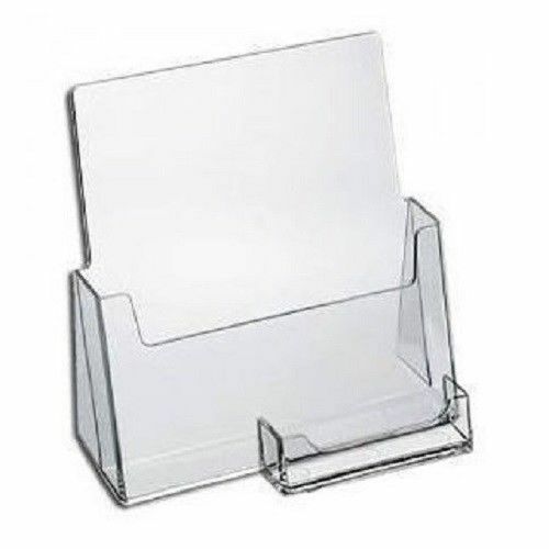 Clear Large Brochure Holder With Business Card Flyer Stand
