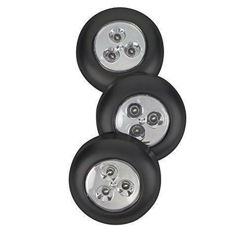 5 Pack Stick-on Push Light 4LED Battery-powered Night Light Black