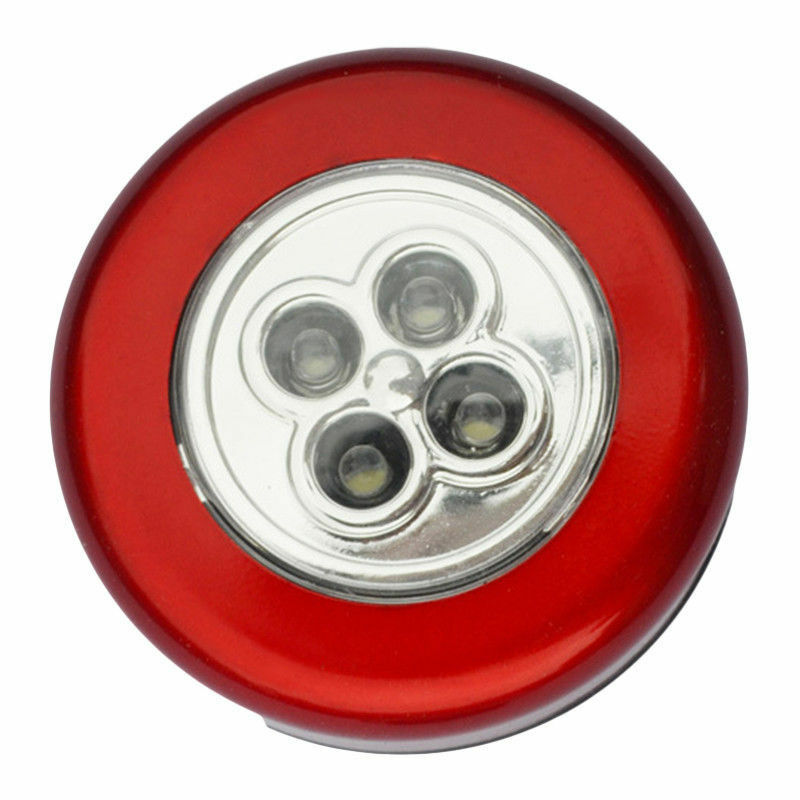 2 Pack Stick-on Push Light 4 LED Battery-powered Night Light (Red)