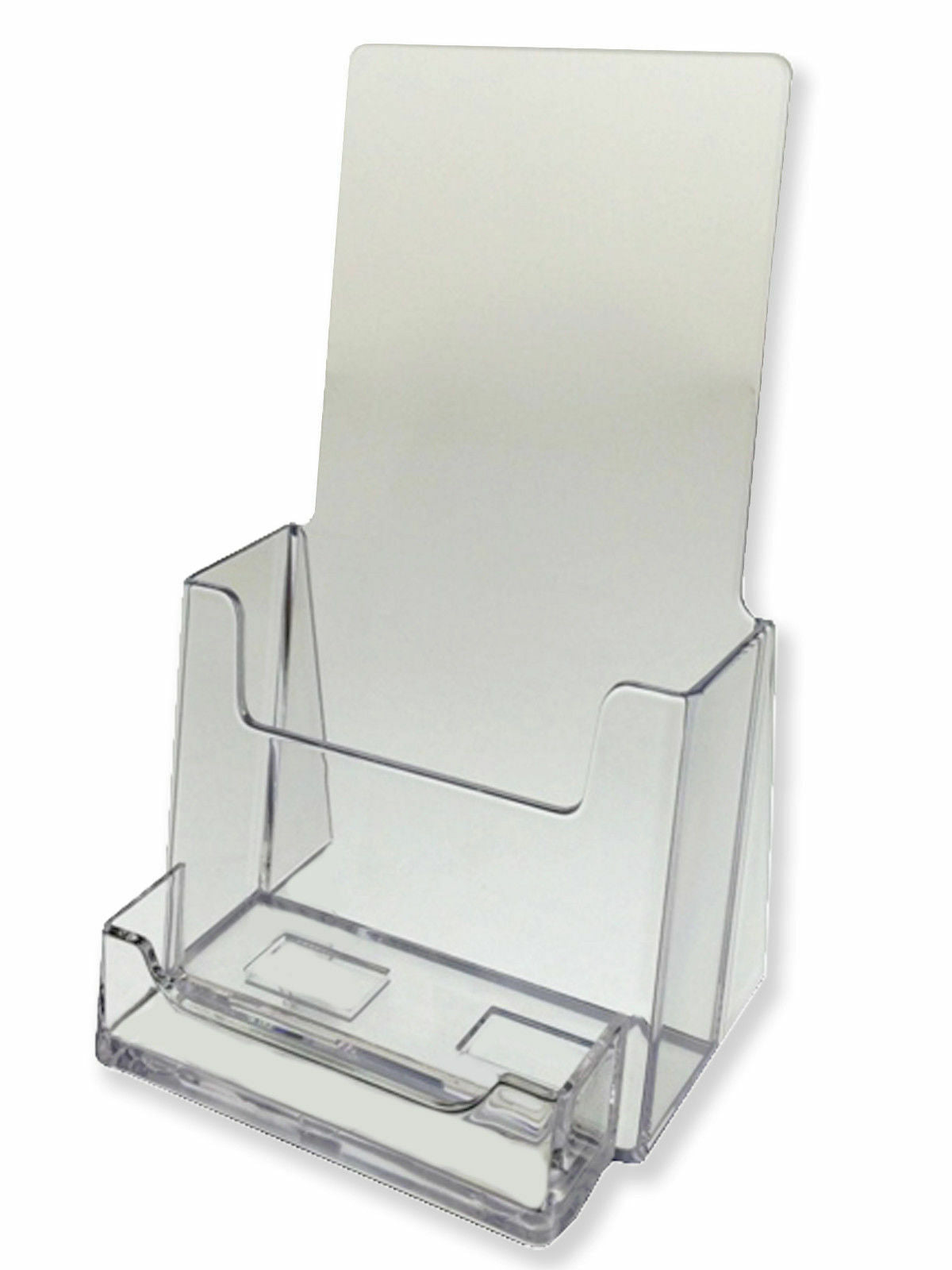 Clear Tri Fold Brochure Holder With Business Card Holder Attachment