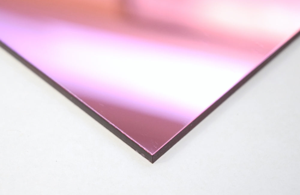 1/8" (3mm) Pink Mirror Acrylic Plexiglass Plastic Sheet 12" x 12"